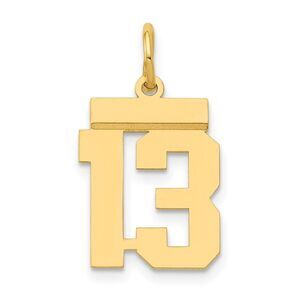 14k Yellow Gold, Athletic Collection, Small Polished Number 13 Pendant